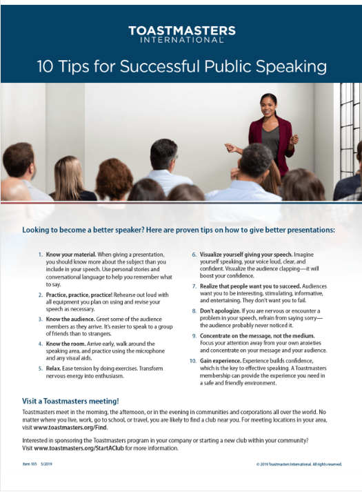 Ten Tips for Public Speaking